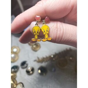 Vintage Tweety Bird Earrings Warner‎ Bros Looney Tunes 90s Cartoon Jewelry